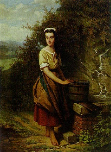 At The Well Oil Painting by Jan Frederik Pieter Portielje
