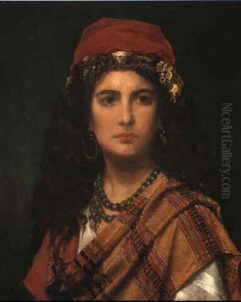 An Oriental Beauty Oil Painting by Jan Frederik Pieter Portielje