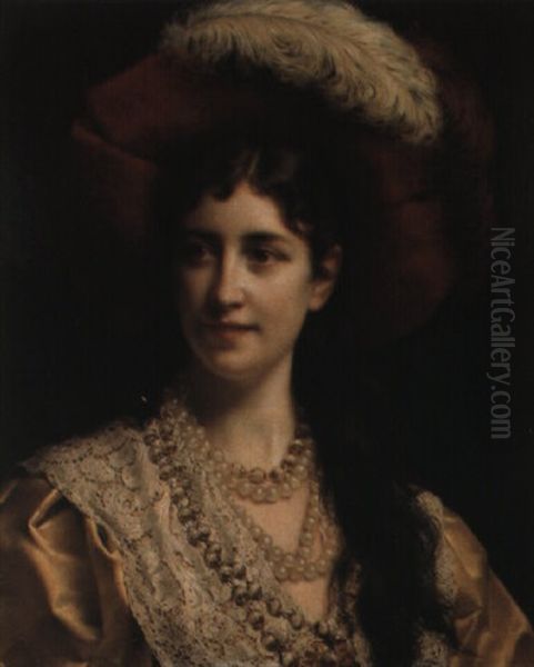 Portrait De Femme Oil Painting by Jan Frederik Pieter Portielje