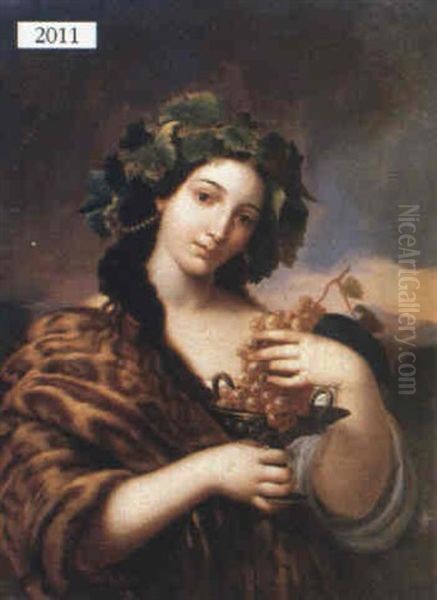 Woman With Grapes Oil Painting by Jan Frederik Pieter Portielje
