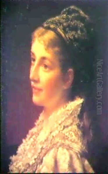 Jeune Fille De Profil Oil Painting by Jan Frederik Pieter Portielje