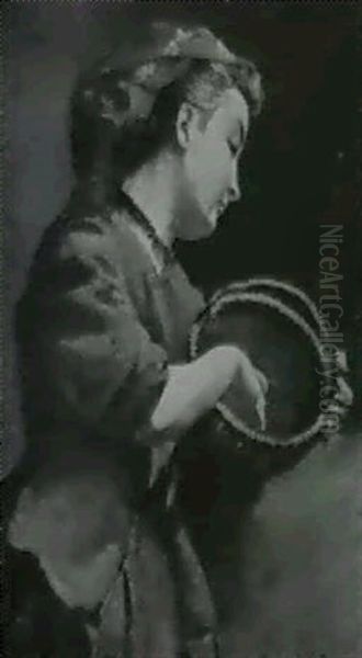 Madchen Mit Korb Oil Painting by Jan Frederik Pieter Portielje