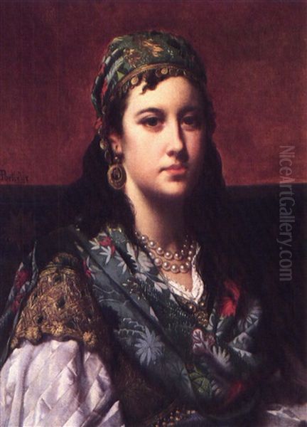 An Oriental Beauty Oil Painting by Jan Frederik Pieter Portielje