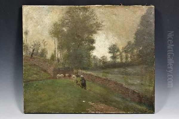 Bergere Et Troupeau Oil Painting by Camille Boiry