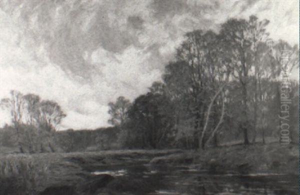 Fall River Landscape Oil Painting by William Merritt Post