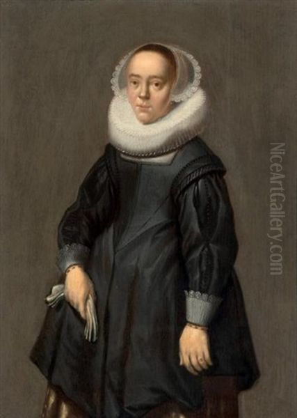 Portrait De Femme Tenant Ses Gants Oil Painting by Hendrick Gerritsz. Pot