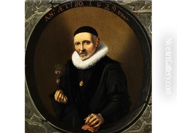 Herrenportrait Oil Painting by Hendrick Gerritsz. Pot