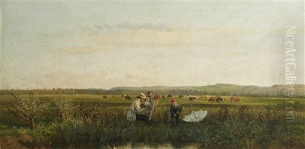 Le Peintre Sur Le Motif Oil Painting by Adolphe Martial Potemont