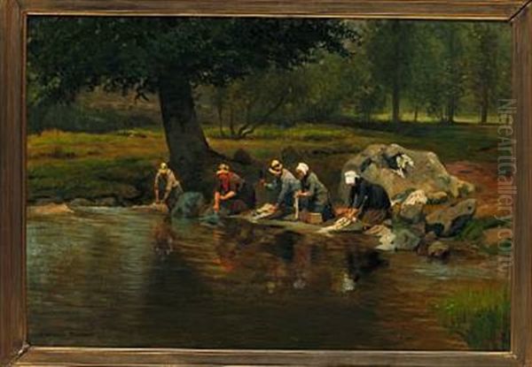 La Riviere De La Farge A Vallieres (creuse) Oil Painting by Adolphe Martial Potemont