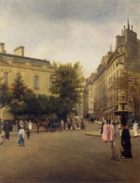 Place St. Georges, Paris Oil Painting by Adolphe Martial Potemont