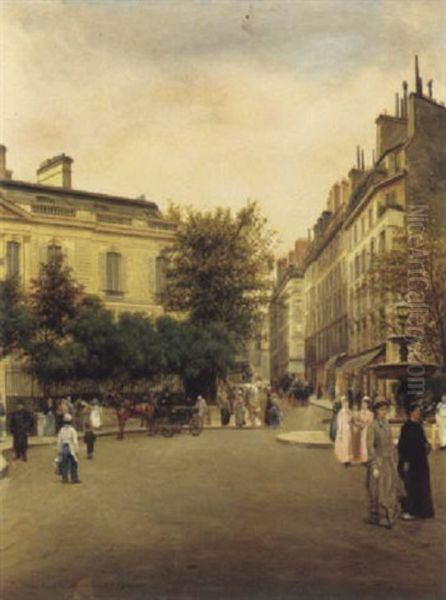 La Place Saint George Oil Painting by Adolphe Martial Potemont