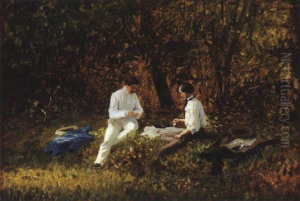 La Partie De Cartes Oil Painting by Adolphe Martial Potemont