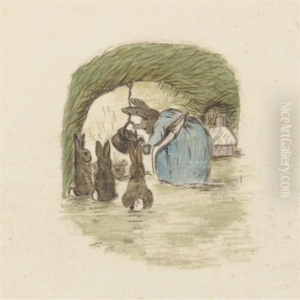 I Am Sorry To Say That Peter Was Not Very Well During The Evening. Oil Painting by Helen Beatrix Potter