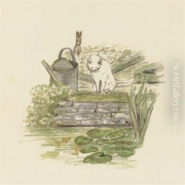 Then He Tried To Find His Way Straight Across The Garden, But He Became More And More Puzzled. Oil Painting by Helen Beatrix Potter