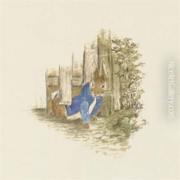 But Peter, Who Was Very Naughty, Ran Straight Away To Mr. Mcgregor's Garden... Oil Painting by Helen Beatrix Potter