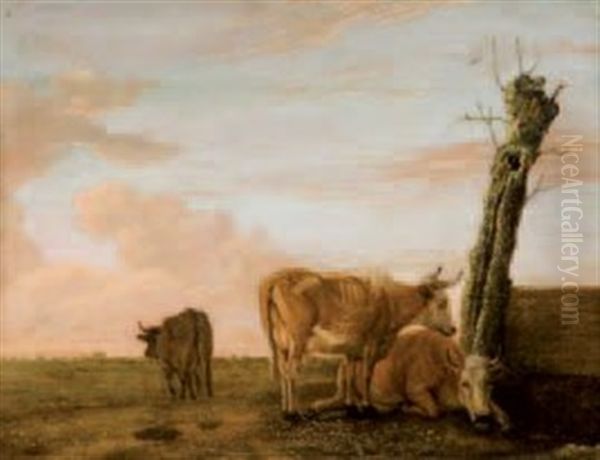 Vaches Au Paturage Oil Painting by Paulus Potter