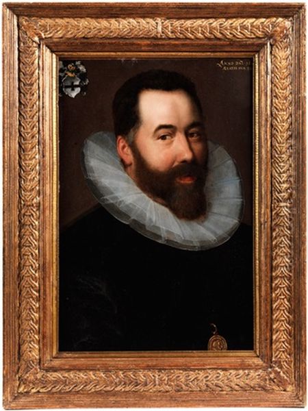 Brustbild Eines Jungen Mannes In Schwarzer Kleidung Mit Seidener Halskrause Oil Painting by Frans Pourbus the Elder