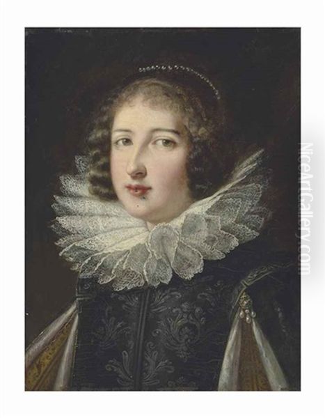 Portrait Of A Young Woman In A Lace Ruff Oil Painting by Frans Pourbus the younger