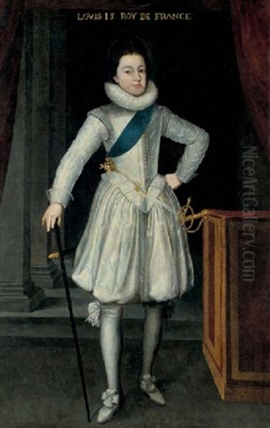 Portrait Of Louis Xiii Of France Wearing The Order Of The Saint Esprit Oil Painting by Frans Pourbus the younger