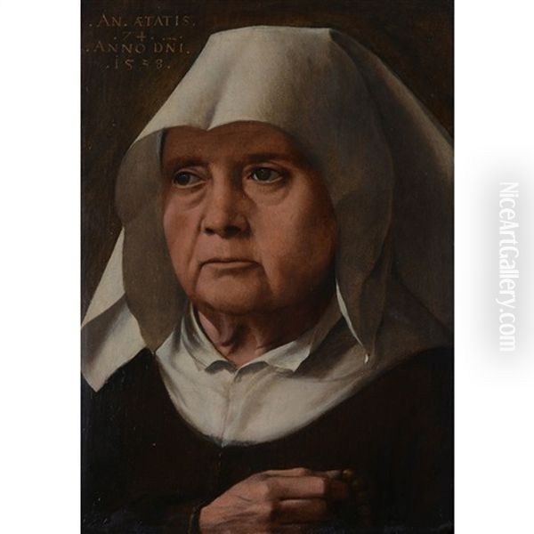 Portrait Of An Old Lady Oil Painting by Pieter Pourbus