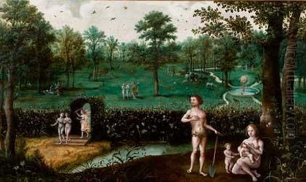 Adam Et Eve Oil Painting by Pieter Pourbus