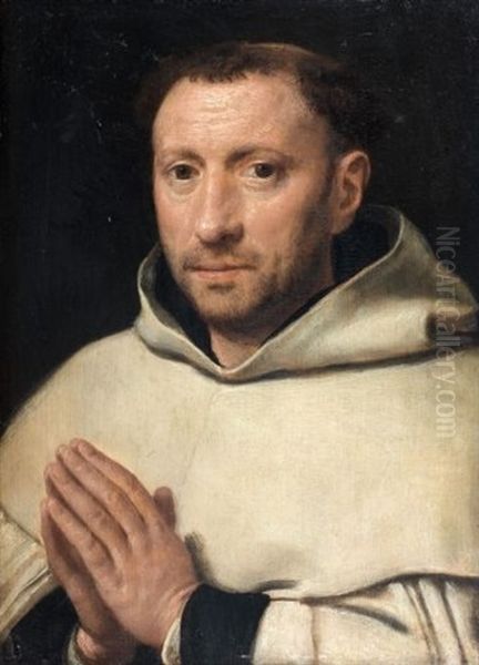 Portrait De Religieux (un Moine Chartreux ?) Oil Painting by Pieter Pourbus
