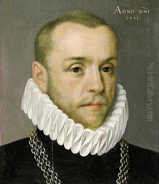 Portrait D'homme A La Collerette Oil Painting by Pieter Pourbus