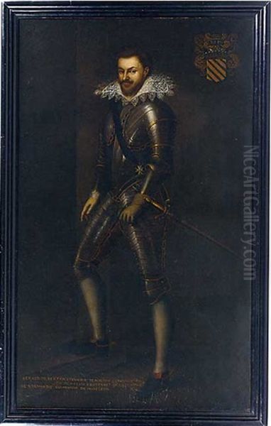 Portrait Of A Gentleman In Armour, With The Sash And Cross Of The Order Of The Saint Esprit Oil Painting by Pieter Pourbus