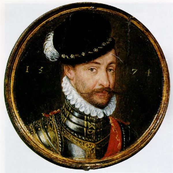 Portrait Of A Nobleman, Small Half Length, Wearing Armour Oil Painting by Pieter Pourbus