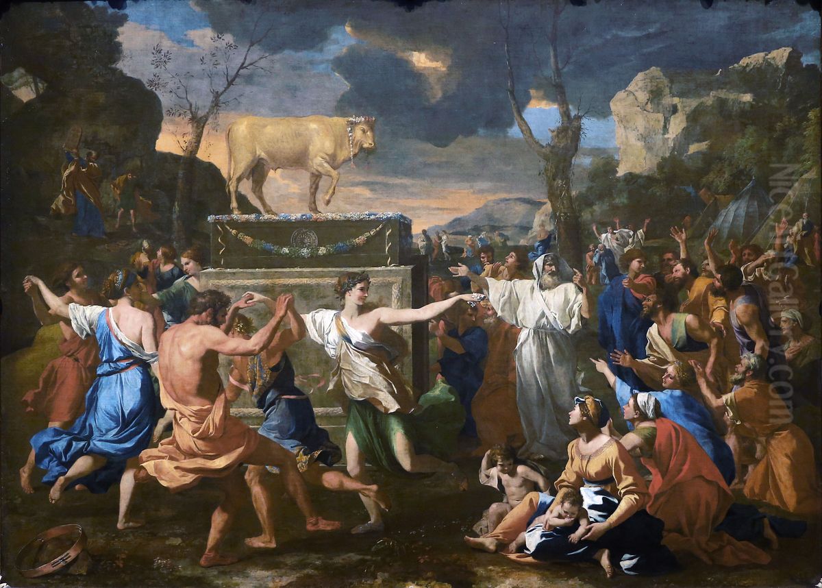 L'adoration Du Veau D'or Oil Painting by Nicolas Poussin