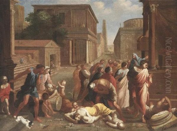 Die Plage Von Ashdod Oil Painting by Nicolas Poussin