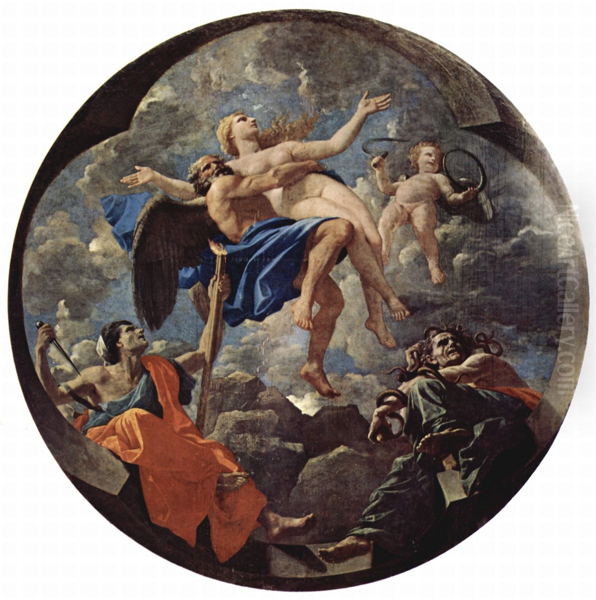 Le Temps Soustrait La Verite Aux Atteintes De L'envie Et De La Discorde Oil Painting by Nicolas Poussin