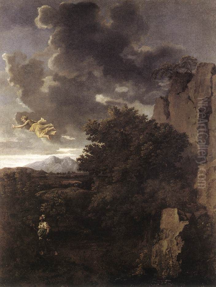 Hagar And The Angel Oil Painting by Nicolas Poussin