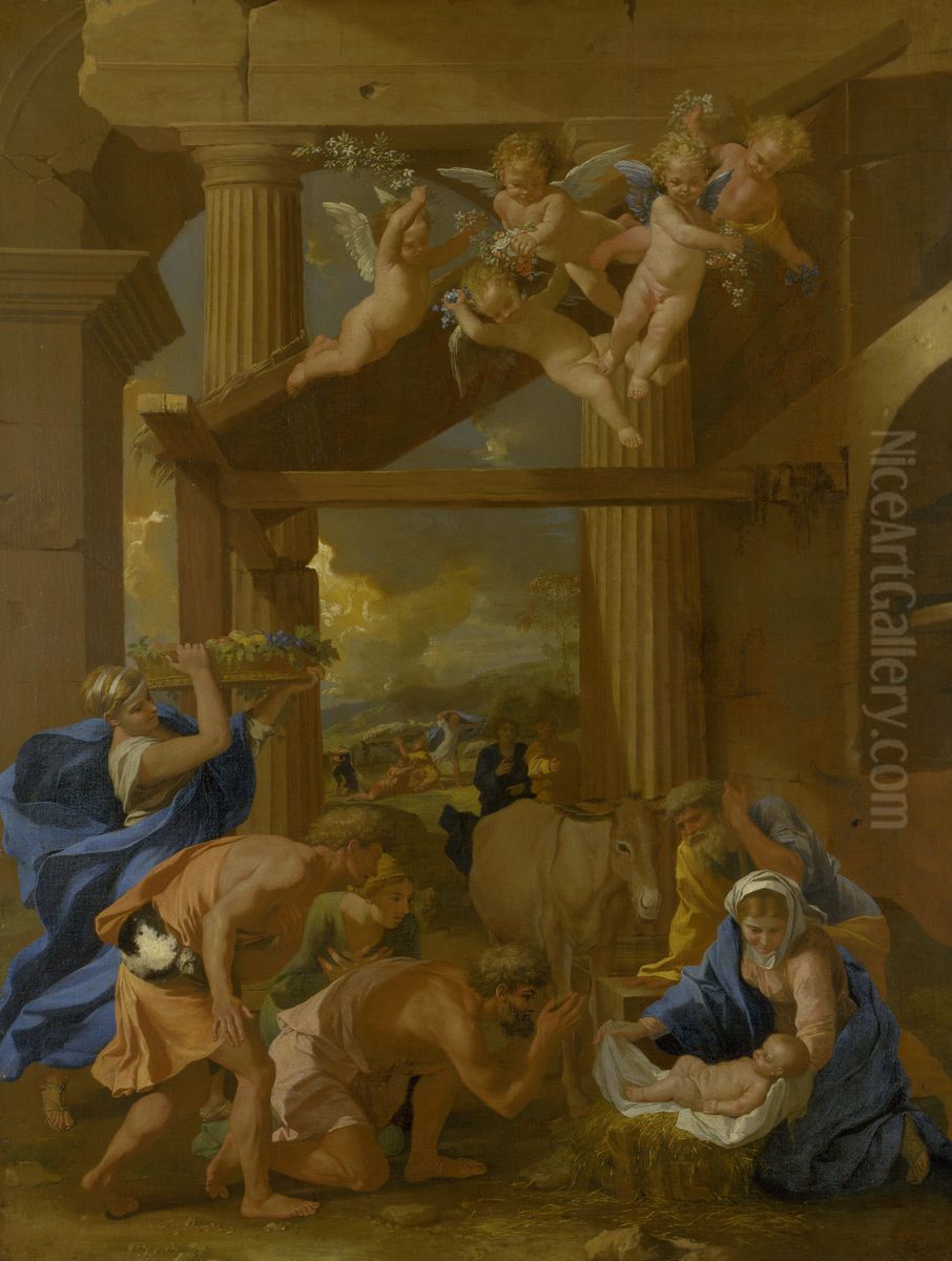 L'adoration Des Bergers Oil Painting by Nicolas Poussin