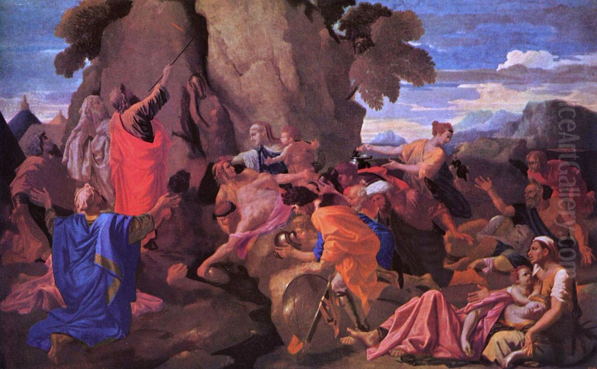 Moses Striking Water From The Rock Oil Painting by Nicolas Poussin