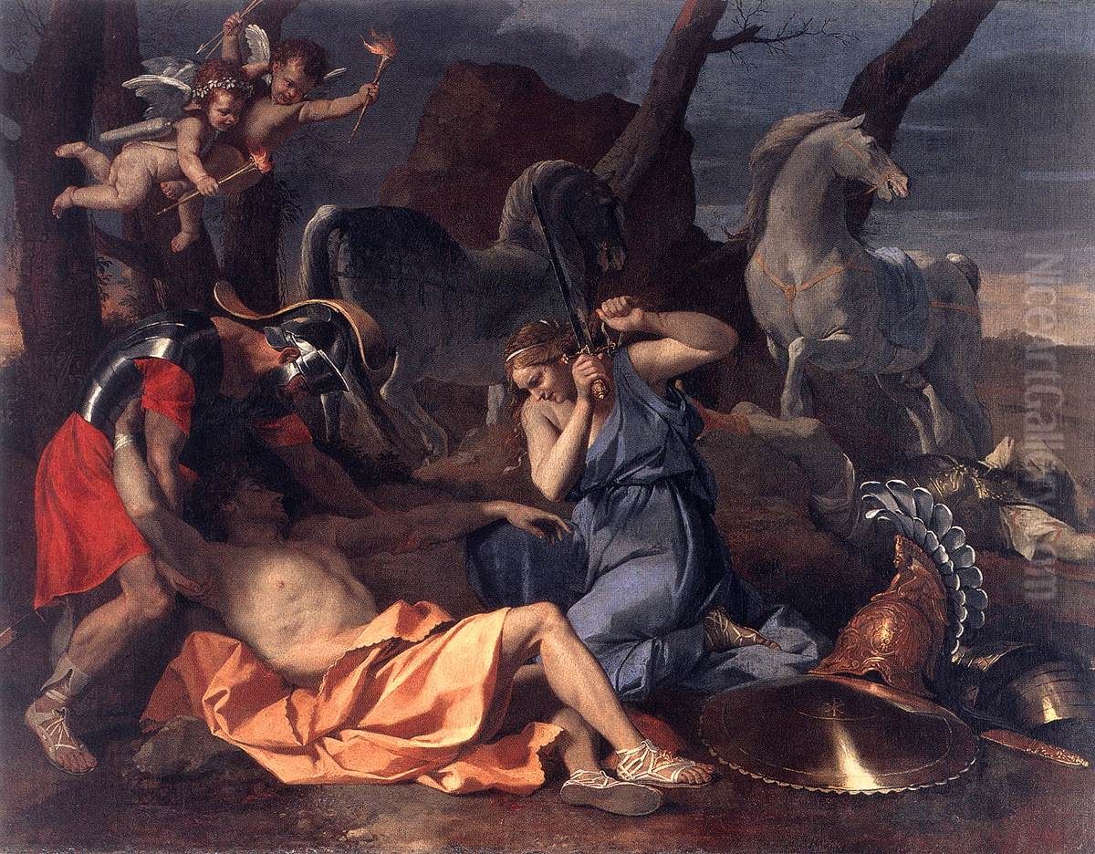 Tancred And Erminia Oil Painting by Nicolas Poussin