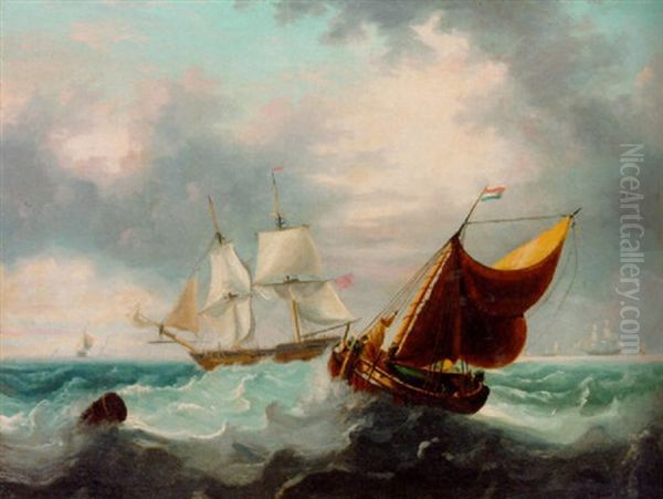 Busy Shipping Lanes Oil Painting by Charles Martin Powell