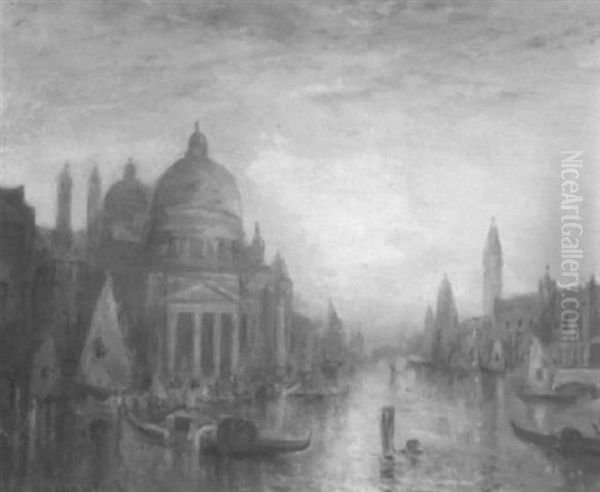 View Of The Grand Canal At Sunset Oil Painting by Lucien Whiting Powell
