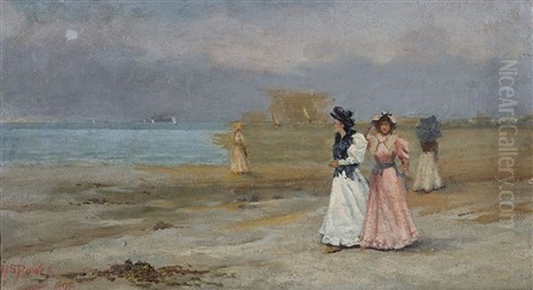Ladies On The Beach Oil Painting by Harold Septimus Power