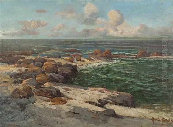 Port Phillip Bay (from Hampton Towards The Bellarine Peninsula (lady With Parasol)) Oil Painting by Harold Septimus Power