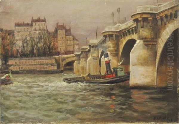 On The Seine, Paris Oil Painting by Harold Septimus Power