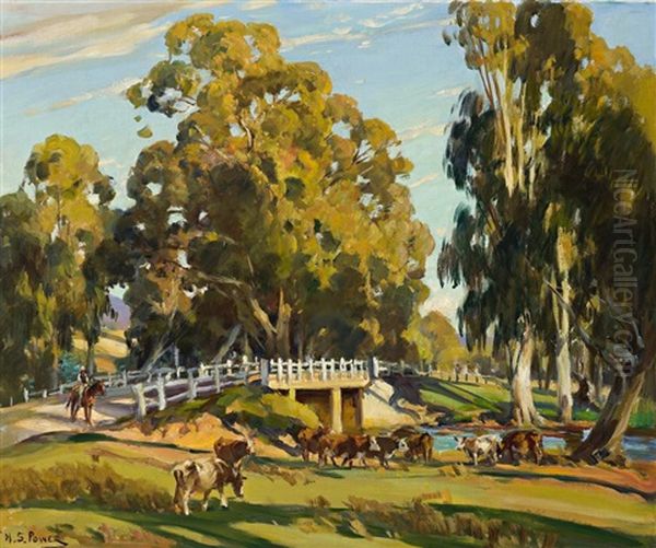 Cattle At The Bridge Oil Painting by Harold Septimus Power