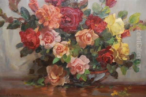 Floral Still Life- Roses Oil Painting by Harold Septimus Power