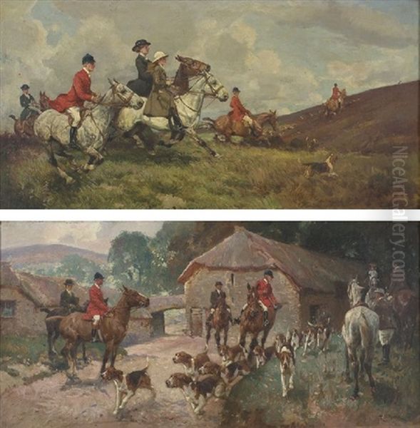 Preparing For The Hunt (+ The Hunt; Pair) Oil Painting by Harold Septimus Power