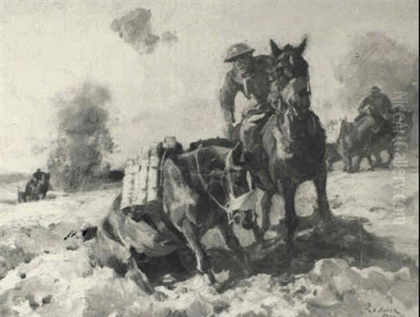 Gun Horses, France Oil Painting by Harold Septimus Power