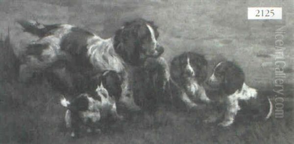 Hunting Dogs With Pheasant Oil Painting by Harold Septimus Power