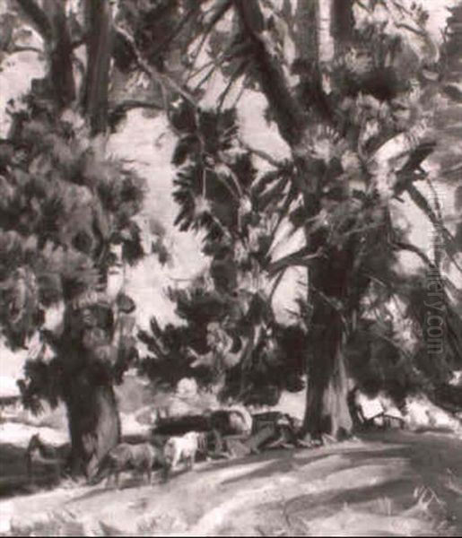 Horses In An Autumn Wind Oil Painting by Harold Septimus Power