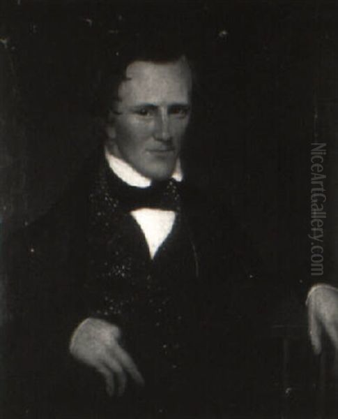 Portrait Of A Gentleman With A Green Waistcoat Oil Painting by Asahel Lynde Powers