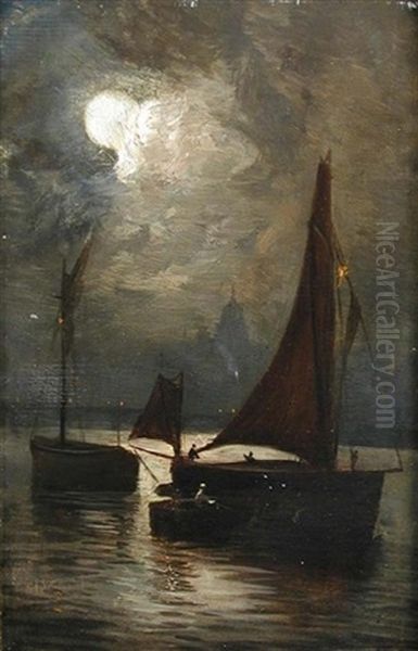 Above The Smoke, St. Paul's, London (+ 3 Others; 4 Works) Oil Painting by George Hyde Pownall