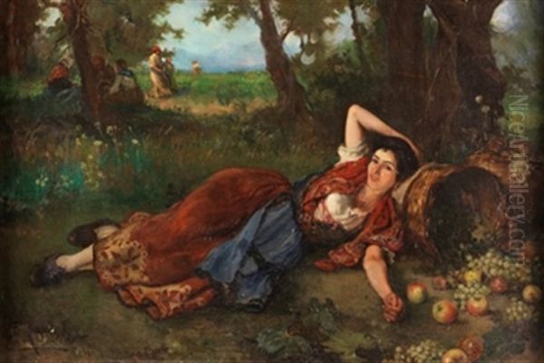 Joven Campesina Oil Painting by Emilio Poy Dalmau